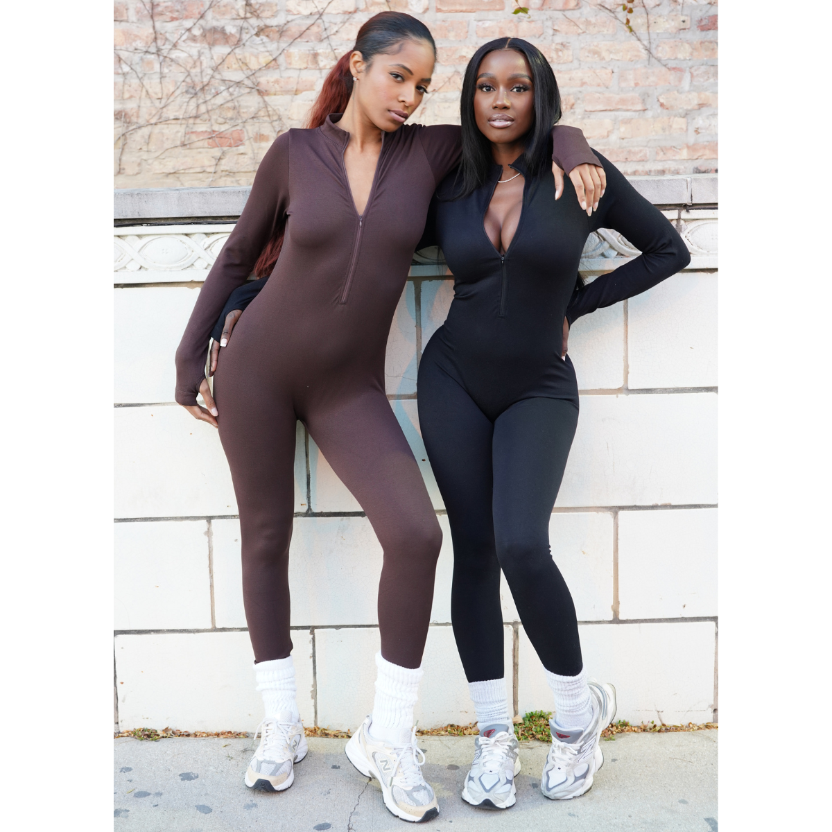 Mock Neck Front Zipper Seamless Jumpsuit