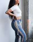 LACED UP JEAN PANTS I CORSET STYLE JEANS