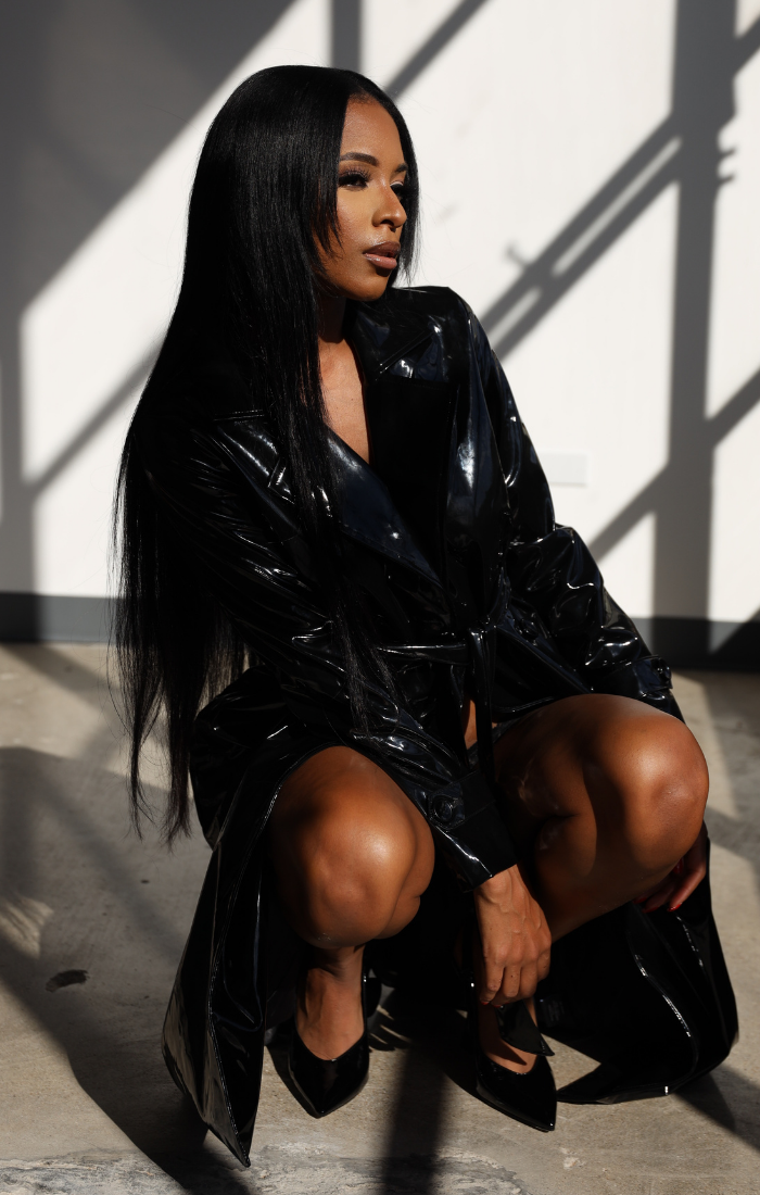 NAOMI I PATENT LEATHER TRENCH COAT