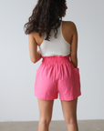 Paperbag Side Pocket Shorts Pink