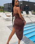 BREE I Chocolate Brown Swimsuit + Skirt Set